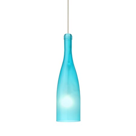 Besa Lighting Besa Pendant Botella 10 Satin Nickel Blue Frost 1x5W LED 1XC-1684BF-LED-SN